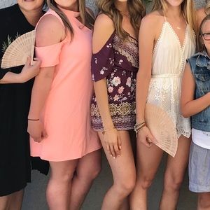 Purple/maroon off the shoulder romper